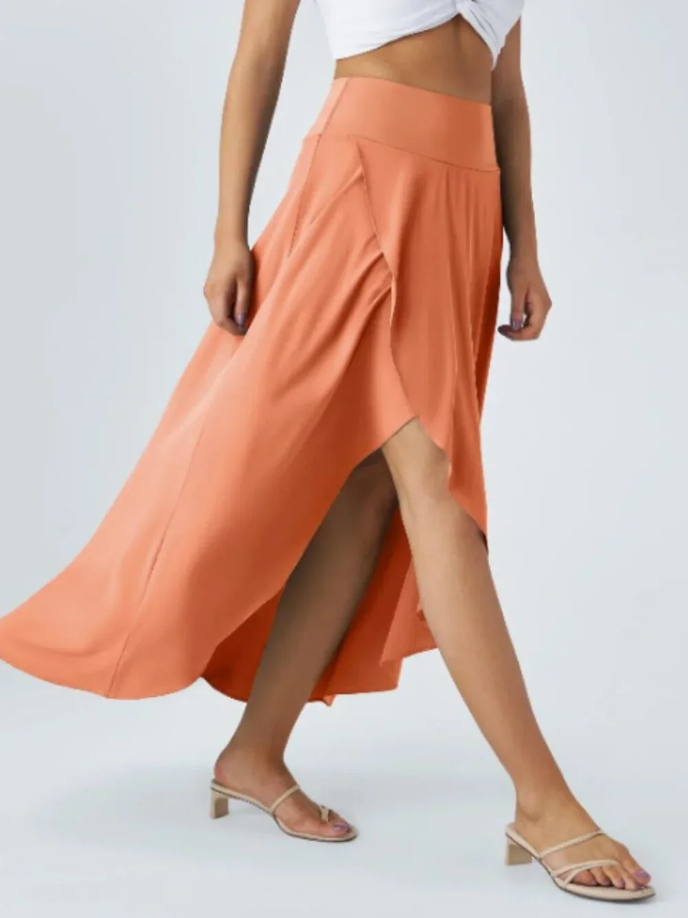 Halara Breezeful High Waisted Flowy Maxi Skirt/Skort size XL High Low Ruffle